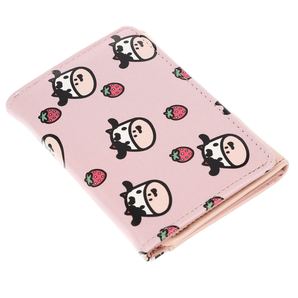 Short Wallet Women Cow Printing Wallet Portable Storage Pouch Three Fold Wallet