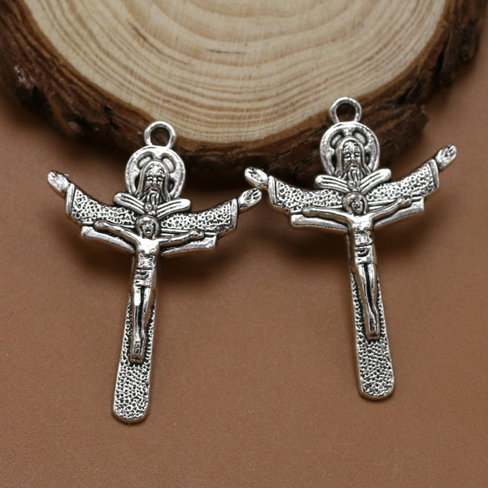 10pcs Alloy Cross of Jesus Pendants Charms DIY Jewelry Making Accessory for Necklace Bracelet (Antique Silver)