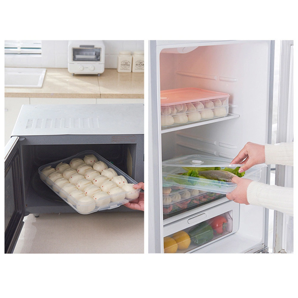 Transparent Refrigerator Dumpling Box Sealed Crisper Plastic Food Container for Kitchen Fridge Freezer (Green)