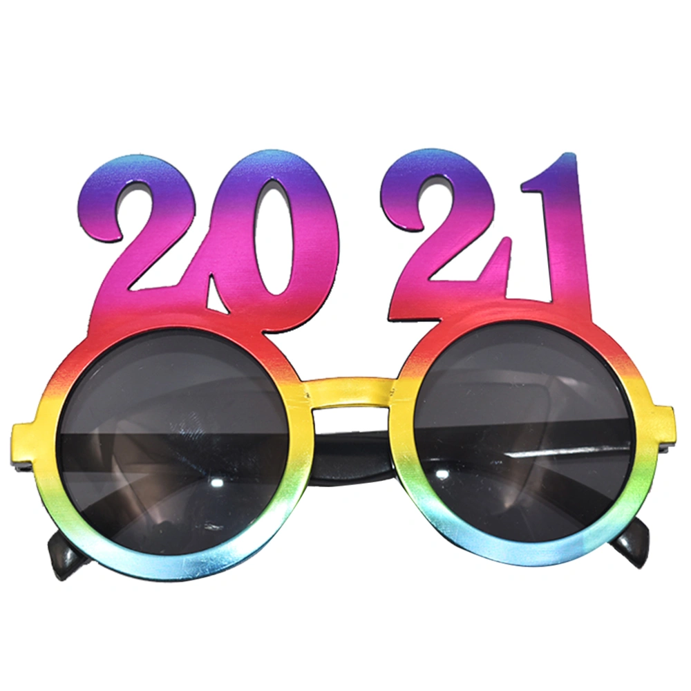 2pcs Photography Glasses Funny Dressing Up 2021 New Year Glasses Party Decorative Glasses for Man Woman Girl Boy (Dazzle Colour Straight Panel and Dazzle Colour Electroplating Plane)