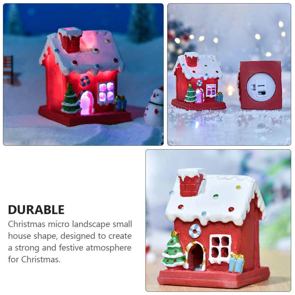  Christmas Decorations Resin Micro Landscape Luminous Christmas Small House