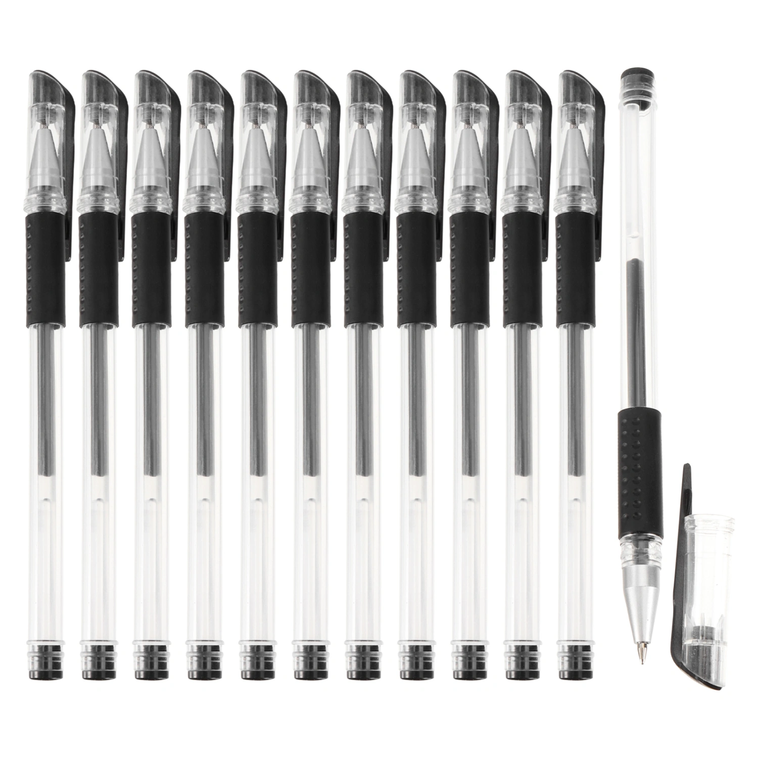 12pcs 0.5mm Fin Point Rollerball Pen Gel Ink Roller Ball Pens for Office School Students Stationery (Black)