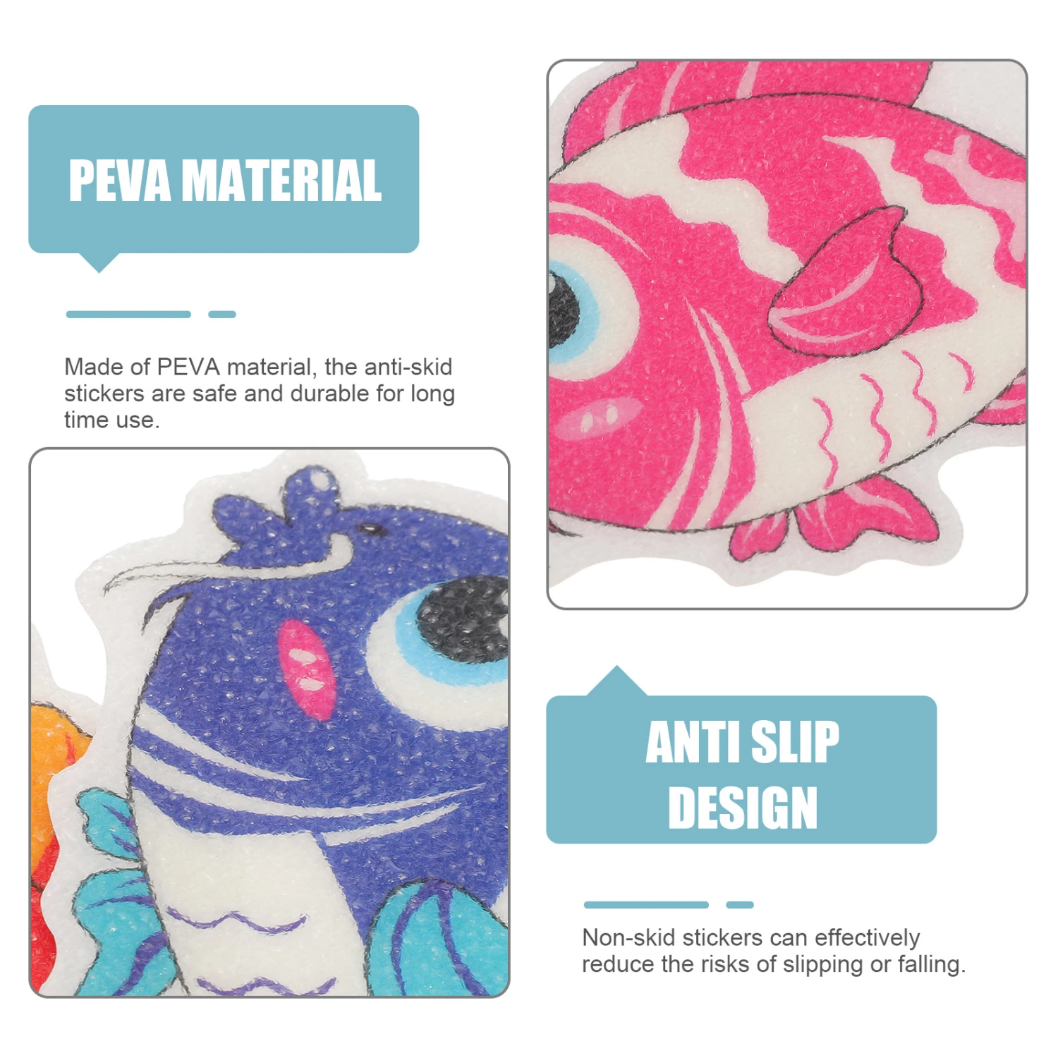 9Pcs Bathroom Kids Stickers Non-Slip Bath Tub Cartoon Stickers (Colorful Fish)