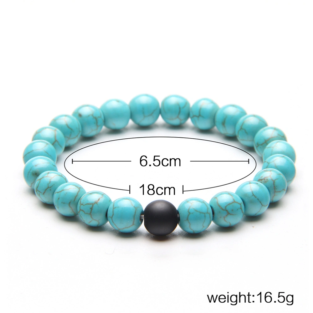 2Pcs 8mm Couples Bracelet Classic Natural Stone Blue and Black Yin Yang Beaded Dull Polish Bracelets