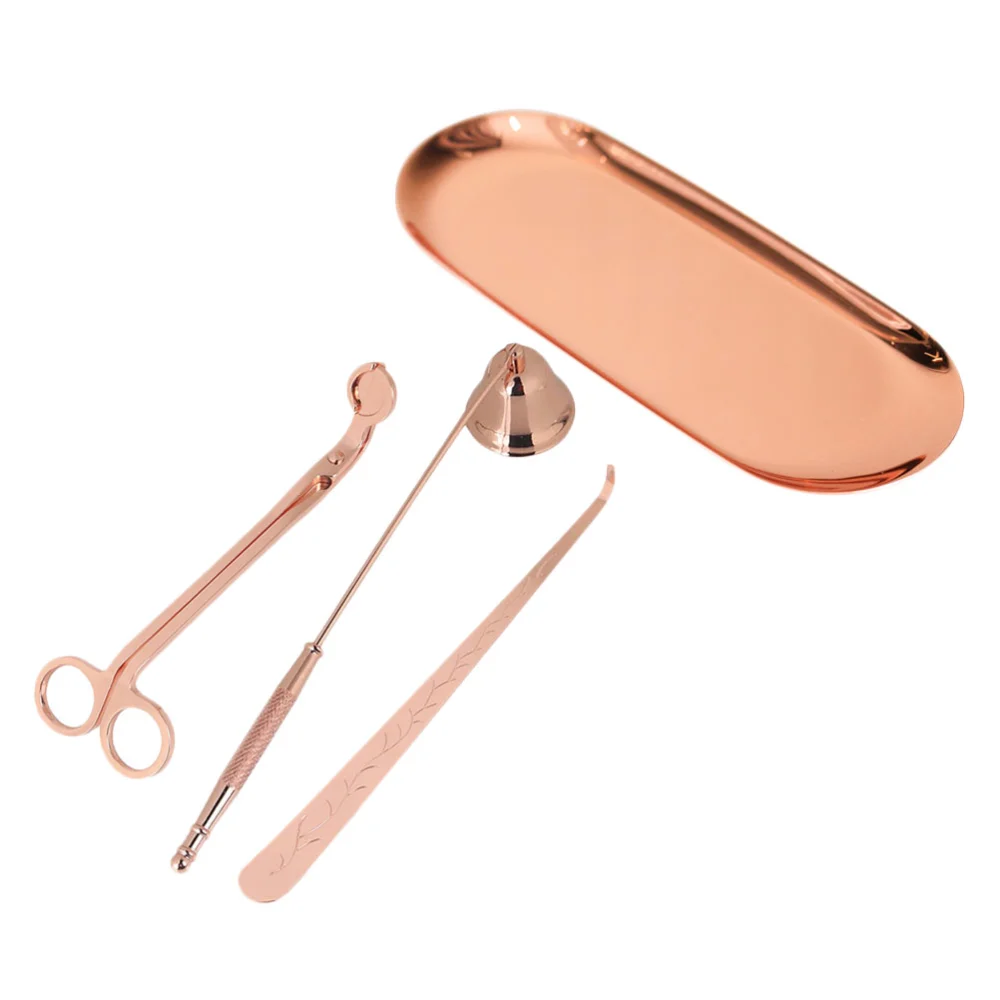 1 Set Candle Wick Trimmer Candle Wick Hook Kit Candle Snuffer (Rose Golden)