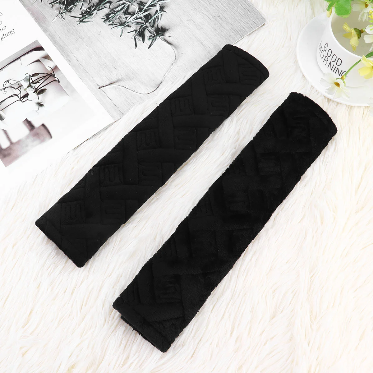 1 Pair Auto Car Seat Belt Covers Seat Shoulder Pads Cushions Breathable Seat Belt Strap Covers for Decoration Protection (Black)
