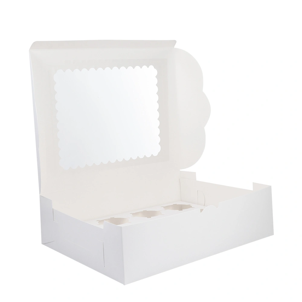 12Pcs Handy Cake Wrapping Boxes Paper Cupcake Packing Box (White, 12 Grid)