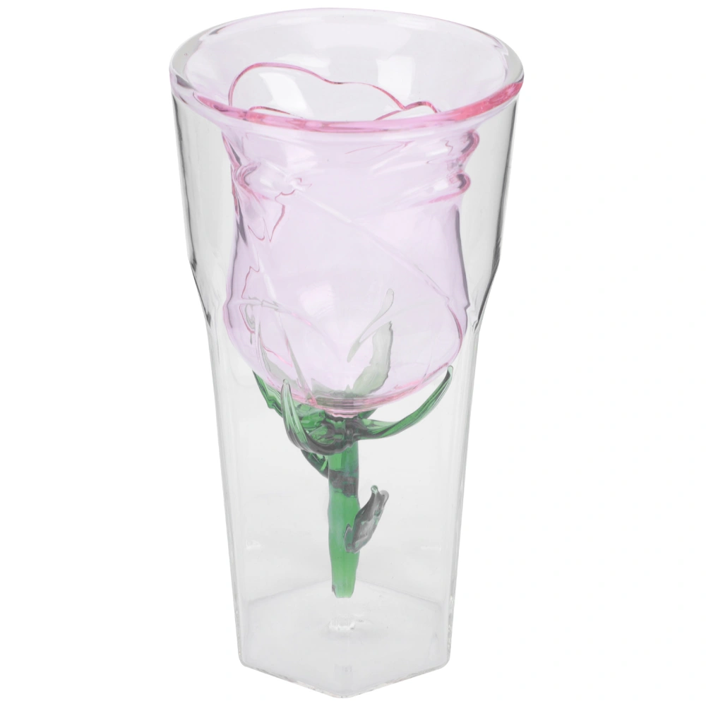 Rose-shaped Double-decker Cup Rose Glass Wine Glass Coffee Glass for Bar