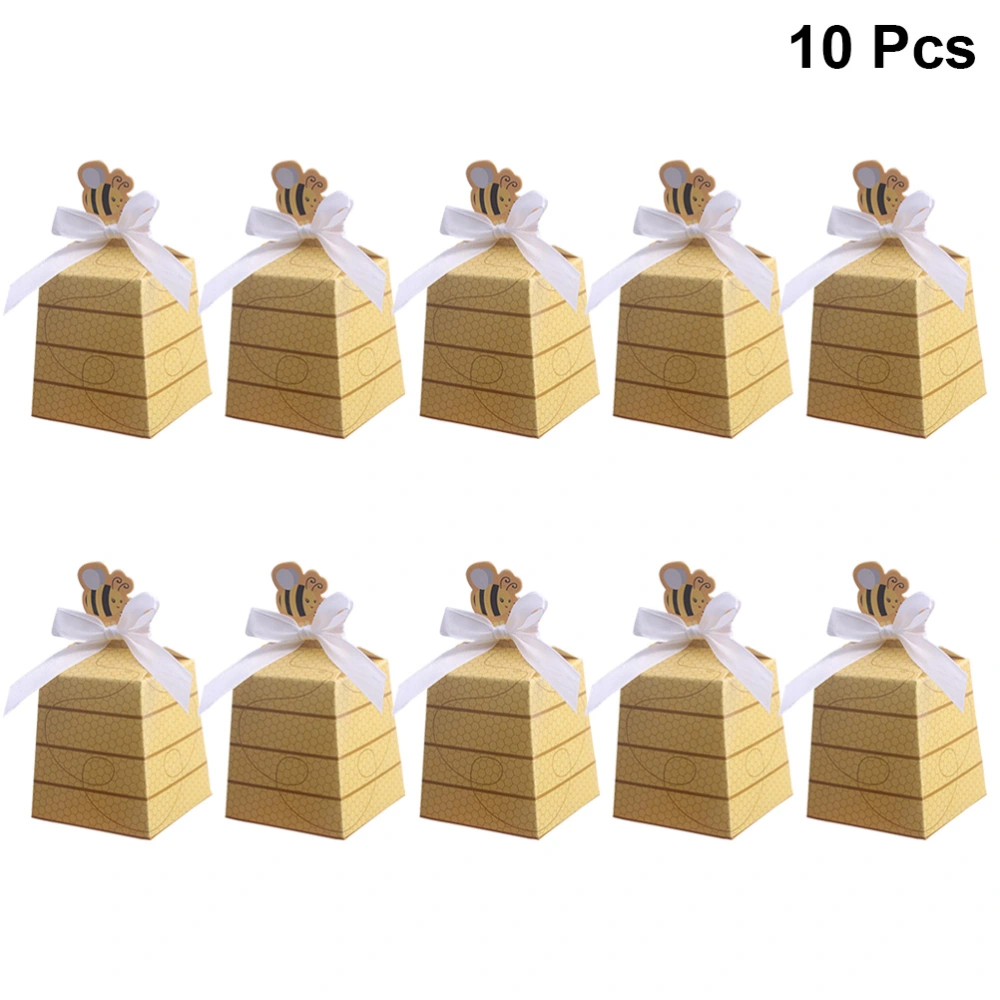 10Pcs Paper Baby Beehive Bowknot Favor Candy Boxes Party Baby Shower Birthday Decorations