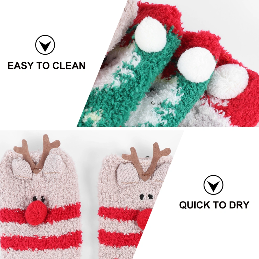 4 Pairs Christmas Winter Warm Thick Socks Floor Socks Warm Sock (Assorted Color)