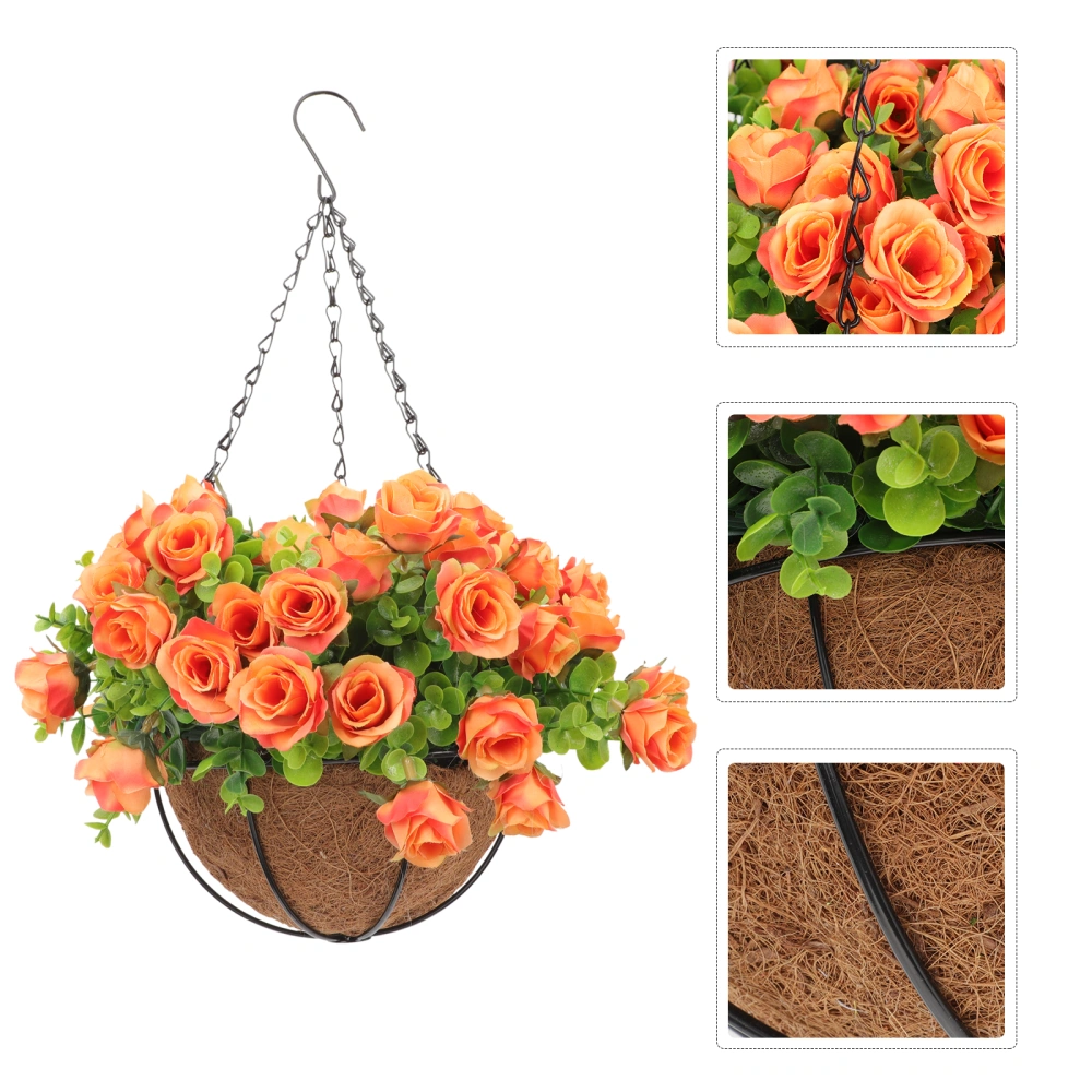 Artificial Flowers in Hanging Basket Hanging Flower Basket Decor Garden Basket