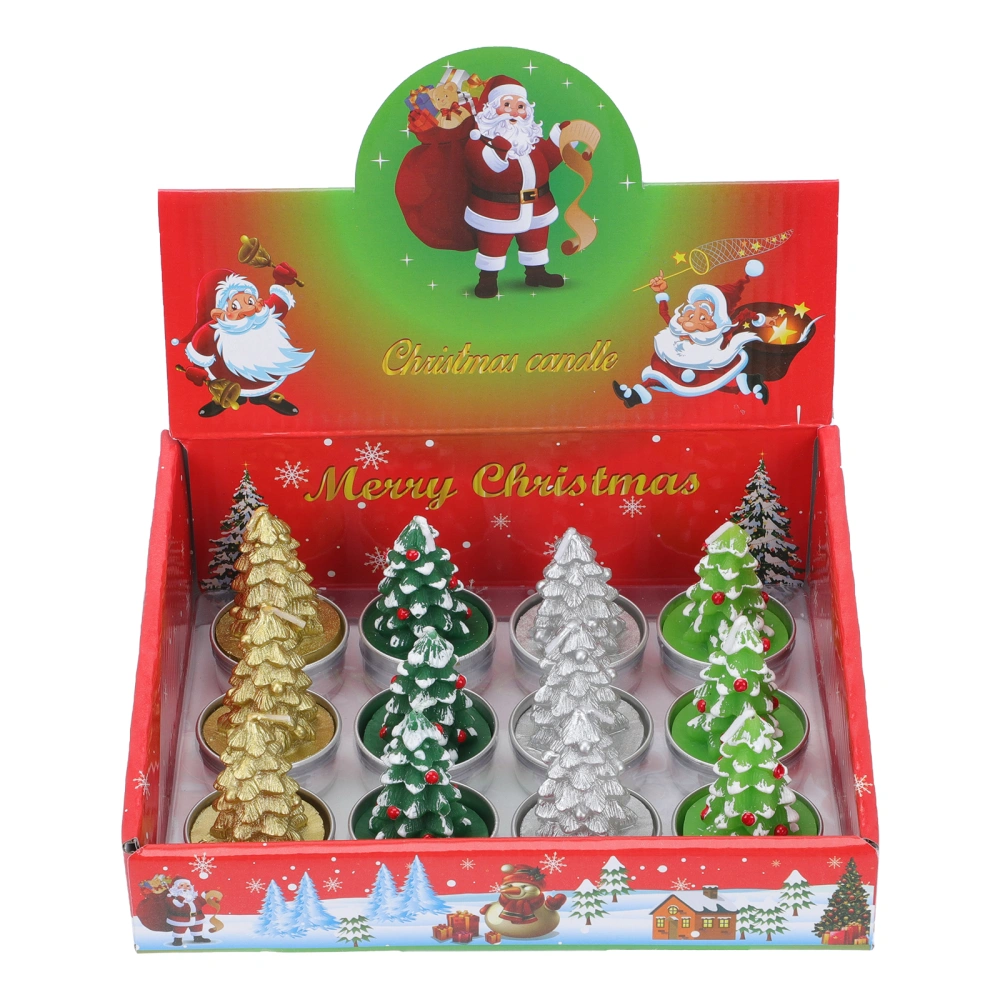 12Pcs Christmas Aroma Candles Xmas Tree Layout Adornments Decorative Candles