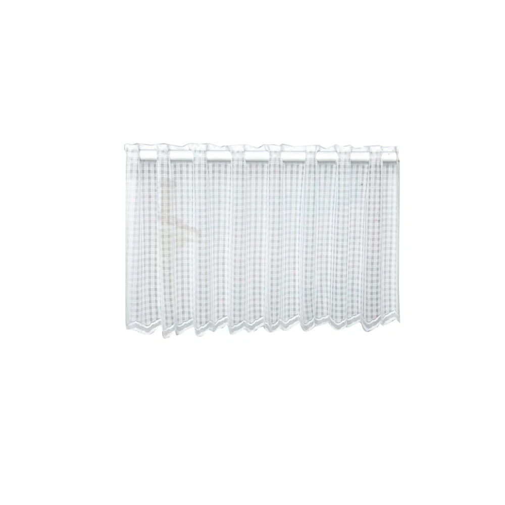 Decorative Sun Proof Shade Screen Purdah Short Curtain Valance for Kitchen Balcony Home (White Grid)