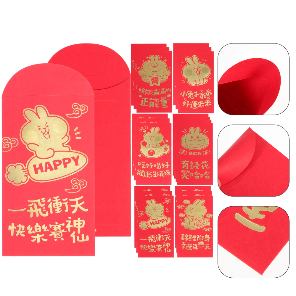 30pcs Cute Rabbit Red Envelopes 2023 Red Packets Chinese New Year Money Pockets