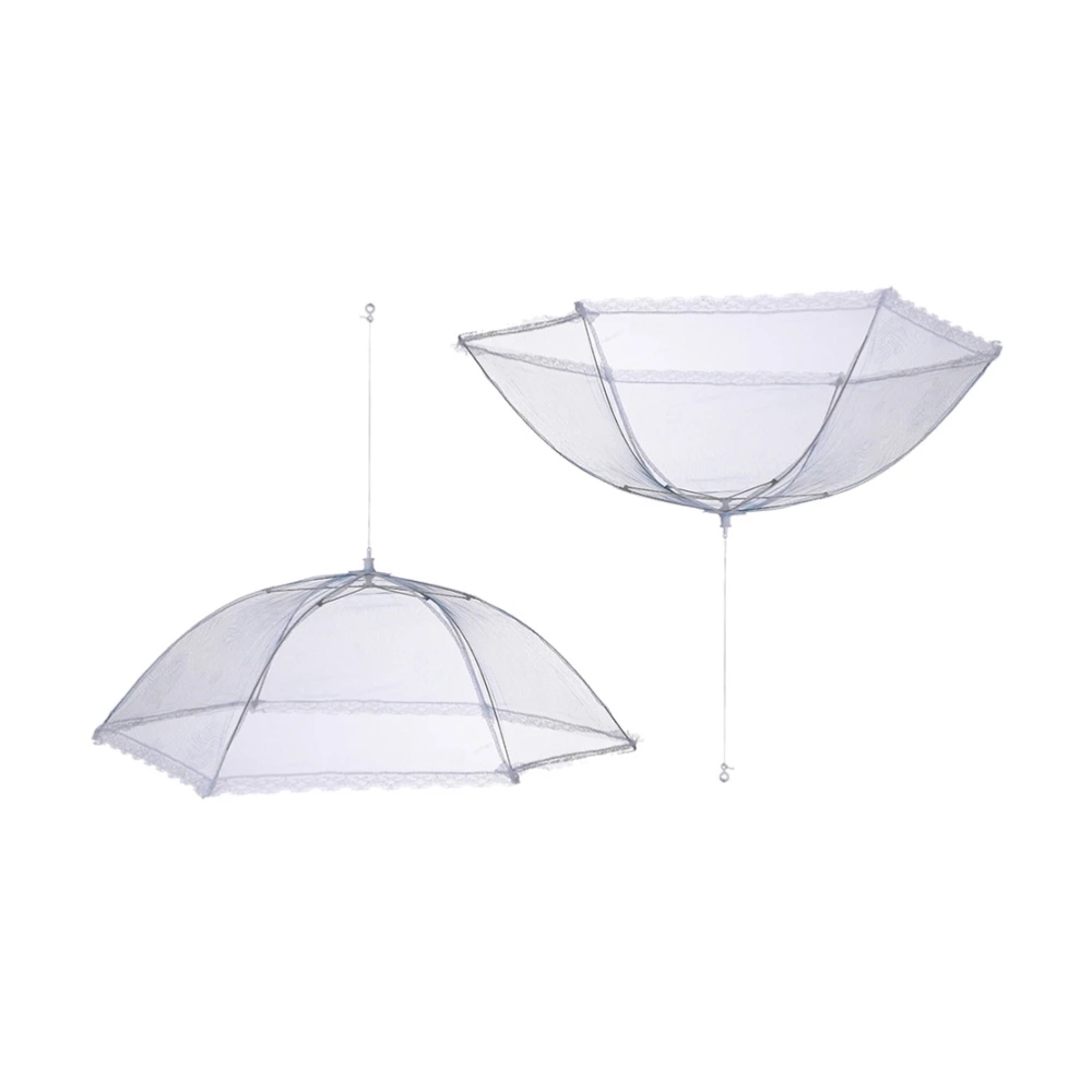 2pcs Mesh Food Cover Tent Breathable Transparent Dish Cover Dustproof Cover Lace Table Cover Hanging Leftovers Cover (Random Cover)