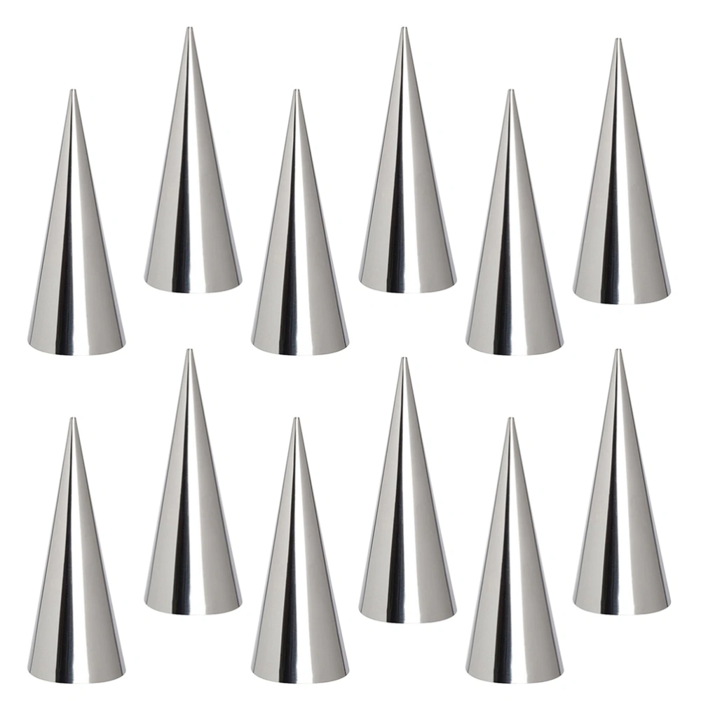 18pcs Stainless Steel Pastry Cream Horn Molds Croissant Tube Cone Pastry Roll Horn Mould Baking Tool for Home (Silver)