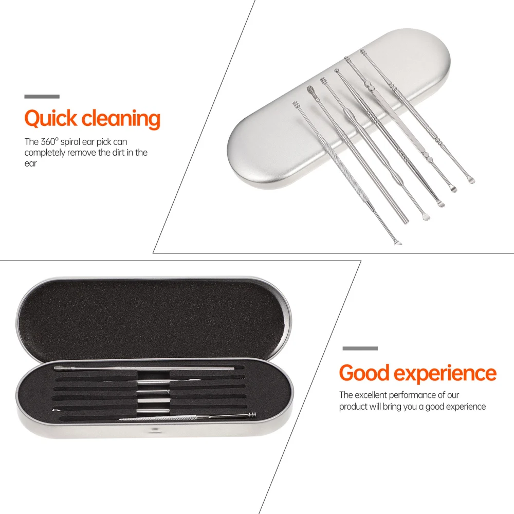 1 Set Stainless Steel Ear Pick Tools Cleaning Tools Portable Ear Cleaning Kit