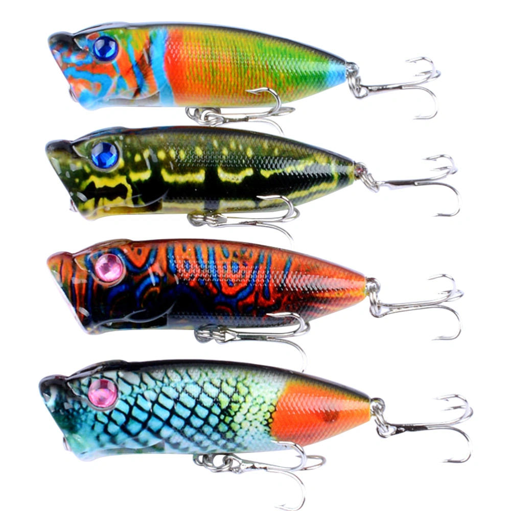 4 Pcs 6.5cm/10.9g Colorful Hard Fishing Lures Floating Lures Life-like Swimbaits Big Mouth Artificial Hard Baits with Strong Treble (4 Colors)