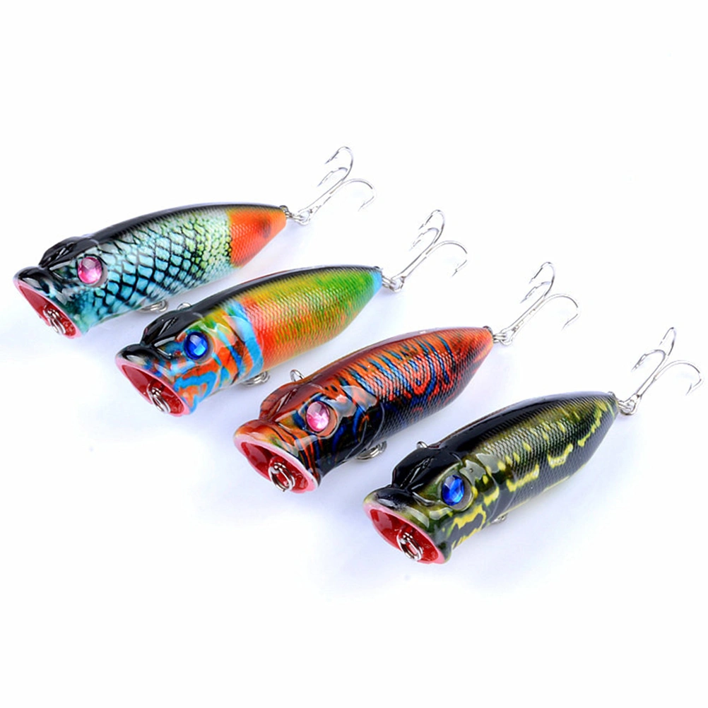 4 Pcs 6.5cm/10.9g Colorful Hard Fishing Lures Floating Lures Life-like Swimbaits Big Mouth Artificial Hard Baits with Strong Treble (4 Colors)