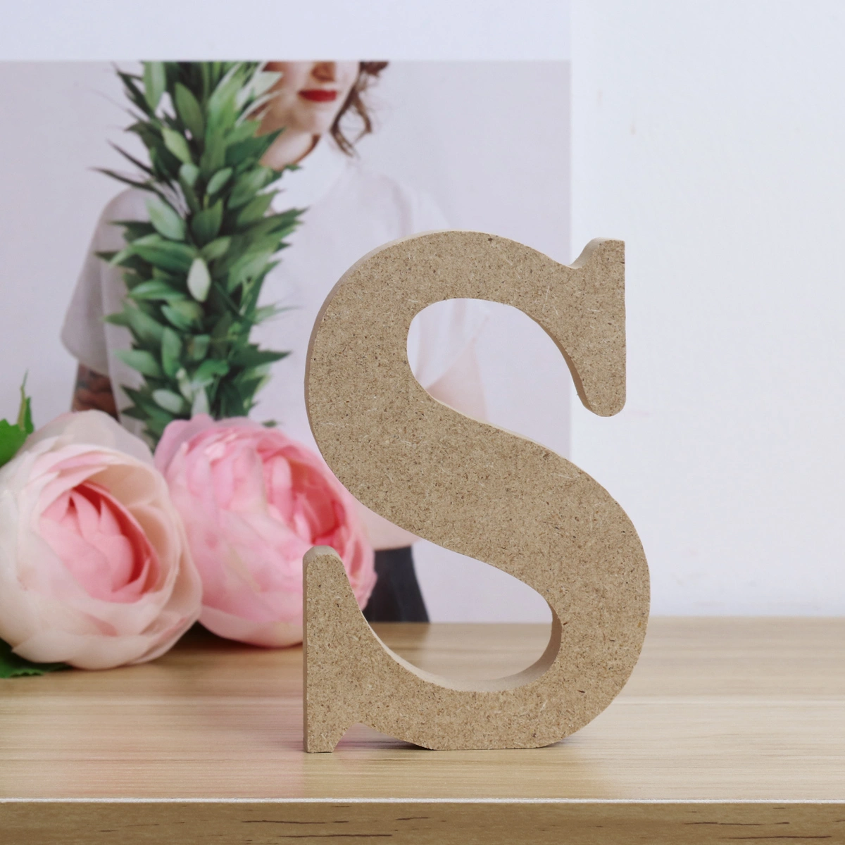 Wooden Alphabet Letters Plaque Wall Home Office Wedding Party Decoration - S