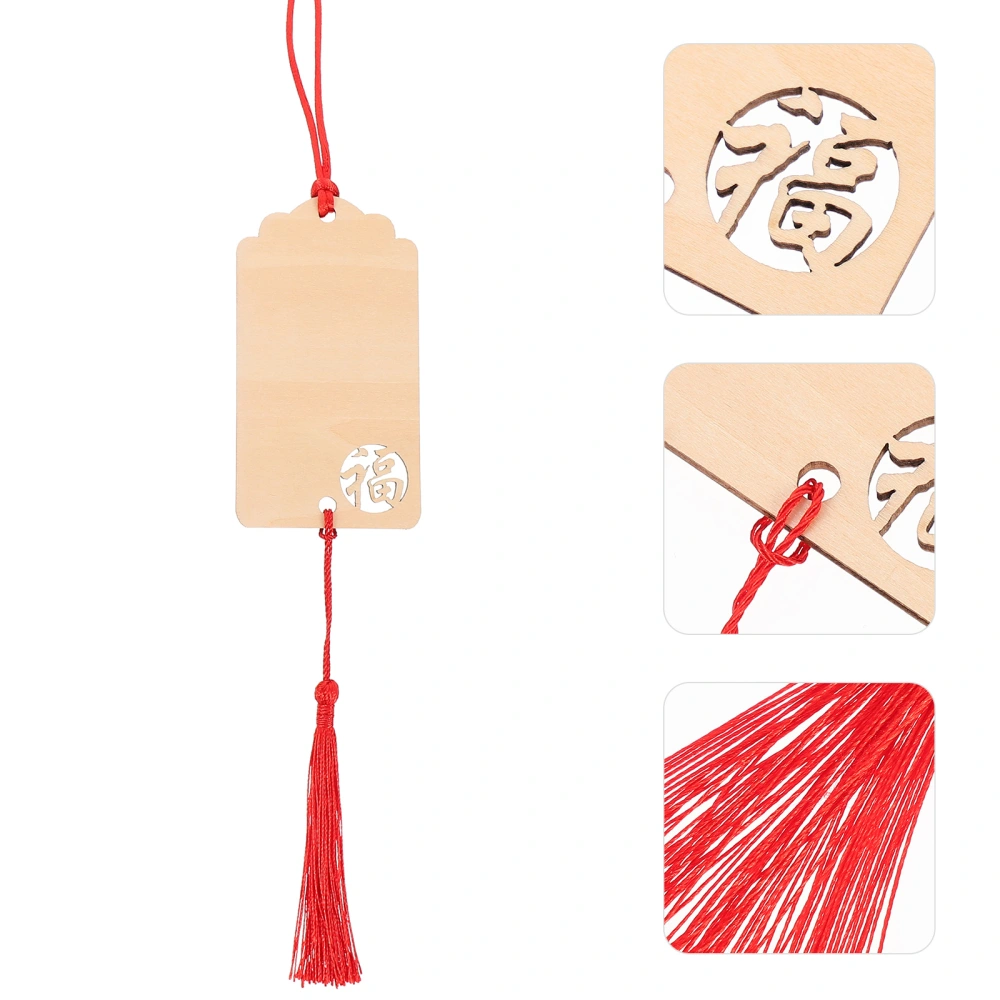 6Pcs Wooden Blessing Cards Creative Shaped Wish Hanging Tags for Temple