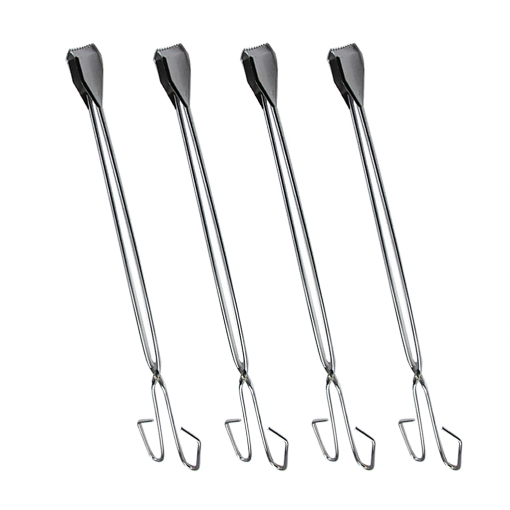 4pcs Stainless Steel Pick Up Tools Long Garbage Clip Scissor Shape Portable Tongs for Outdoor (60cm)