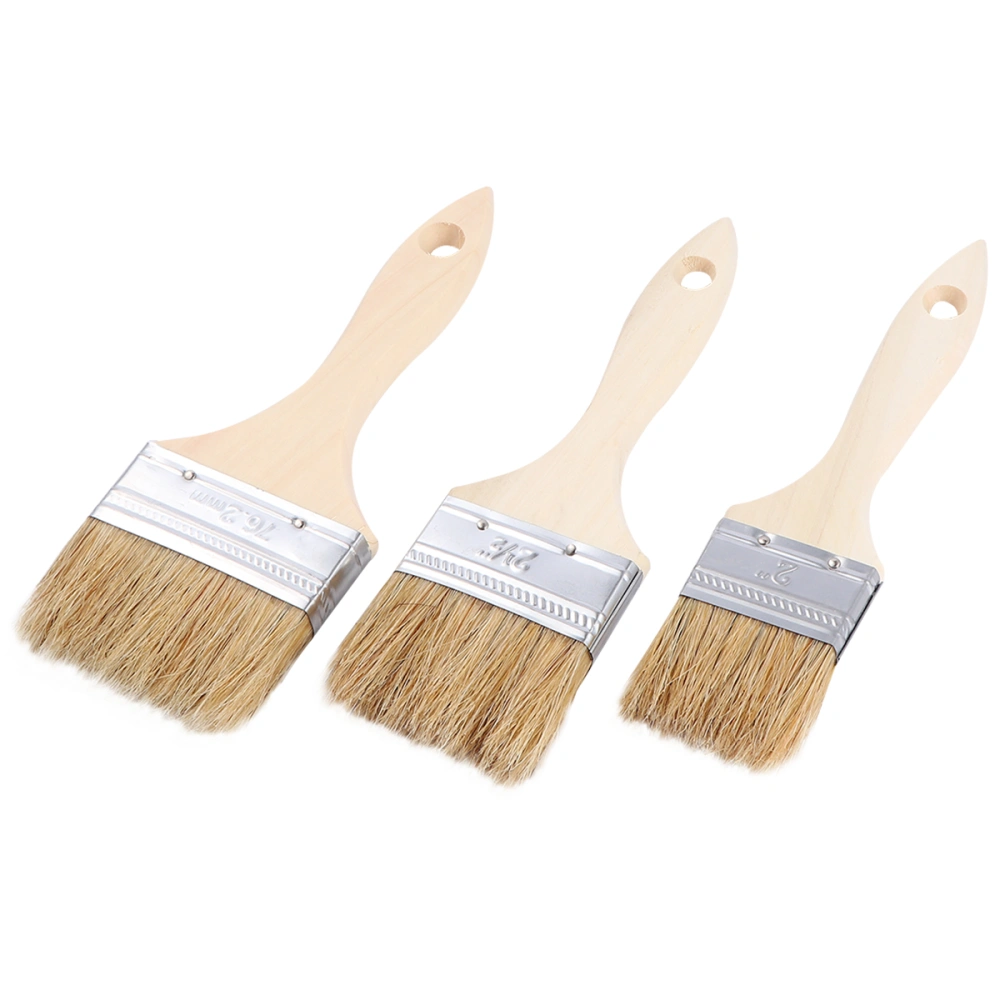 9 Pcs Bristle Brush Wooden Handle Oil Painting Bristle Brush Practical Bristle Brush for BBQ (2 Inch/2.5 Inch/3 Inch, Each Size 3pcs)