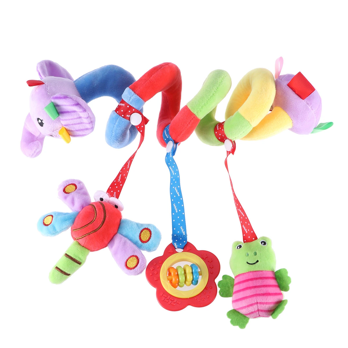 Baby Infant Crib Toy Wrap Around Crib Rail Toy Stroller Toy Baby Educational Plush Toys (Elephant)