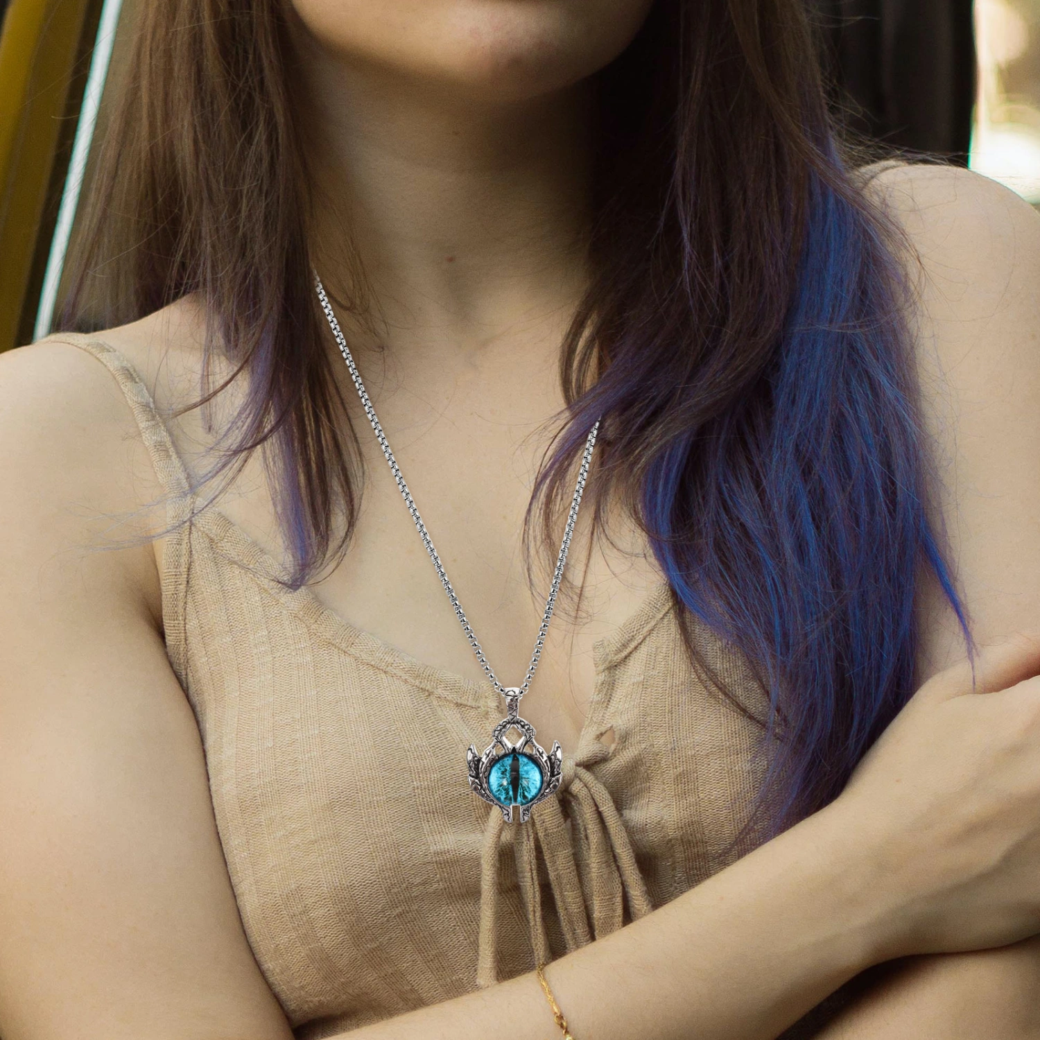 Evil Eye Necklace Stainless Steel Neck Chain Evil Eye Pendant Necklace Chain