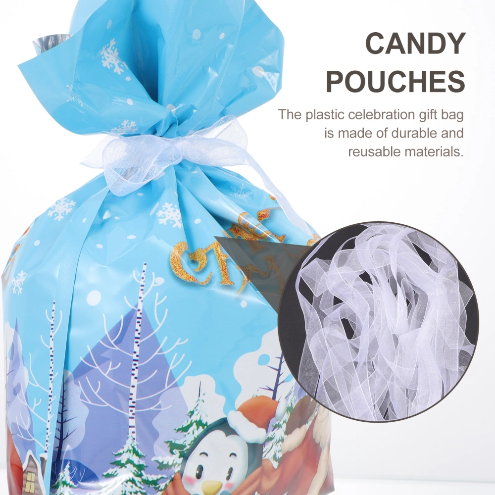 1 Set of Christmas Drawstring Gift Bag Double Aluminium Wrap Bunched Mouth Candy Bag