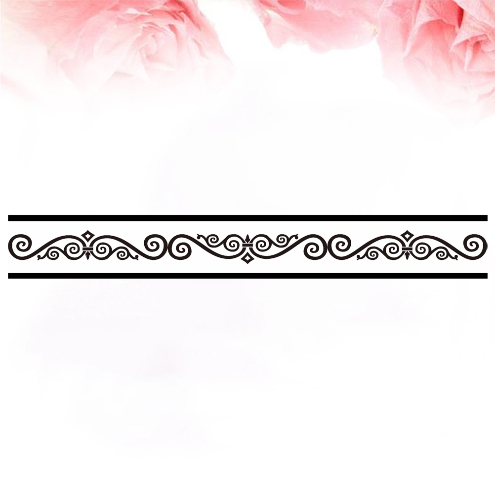 1PC Vintage Wallpaper Border Sticker Wall Simulation Tiles Waistline Border Decal Waterproof Self-Adhesive Wall Sticker for Bathroom Kitchen 