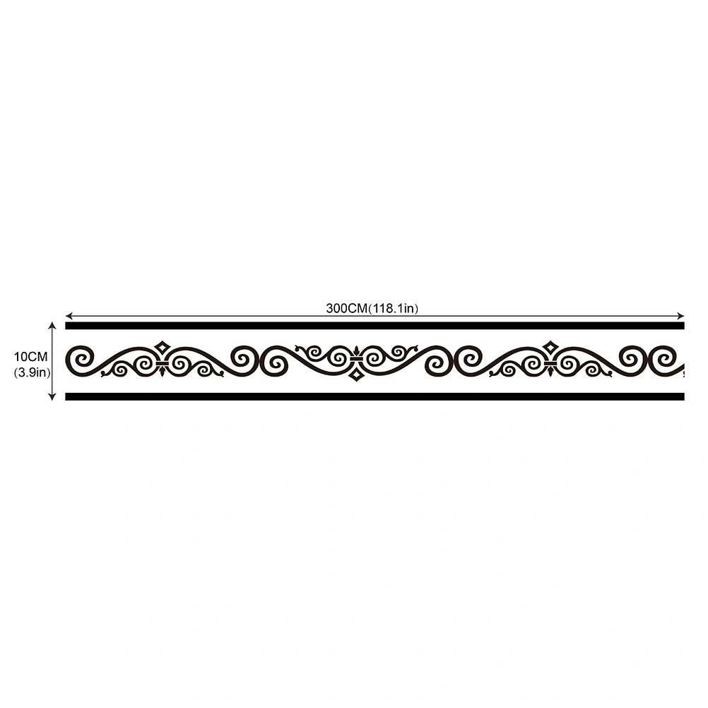 1PC Vintage Wallpaper Border Sticker Wall Simulation Tiles Waistline Border Decal Waterproof Self-Adhesive Wall Sticker for Bathroom Kitchen 