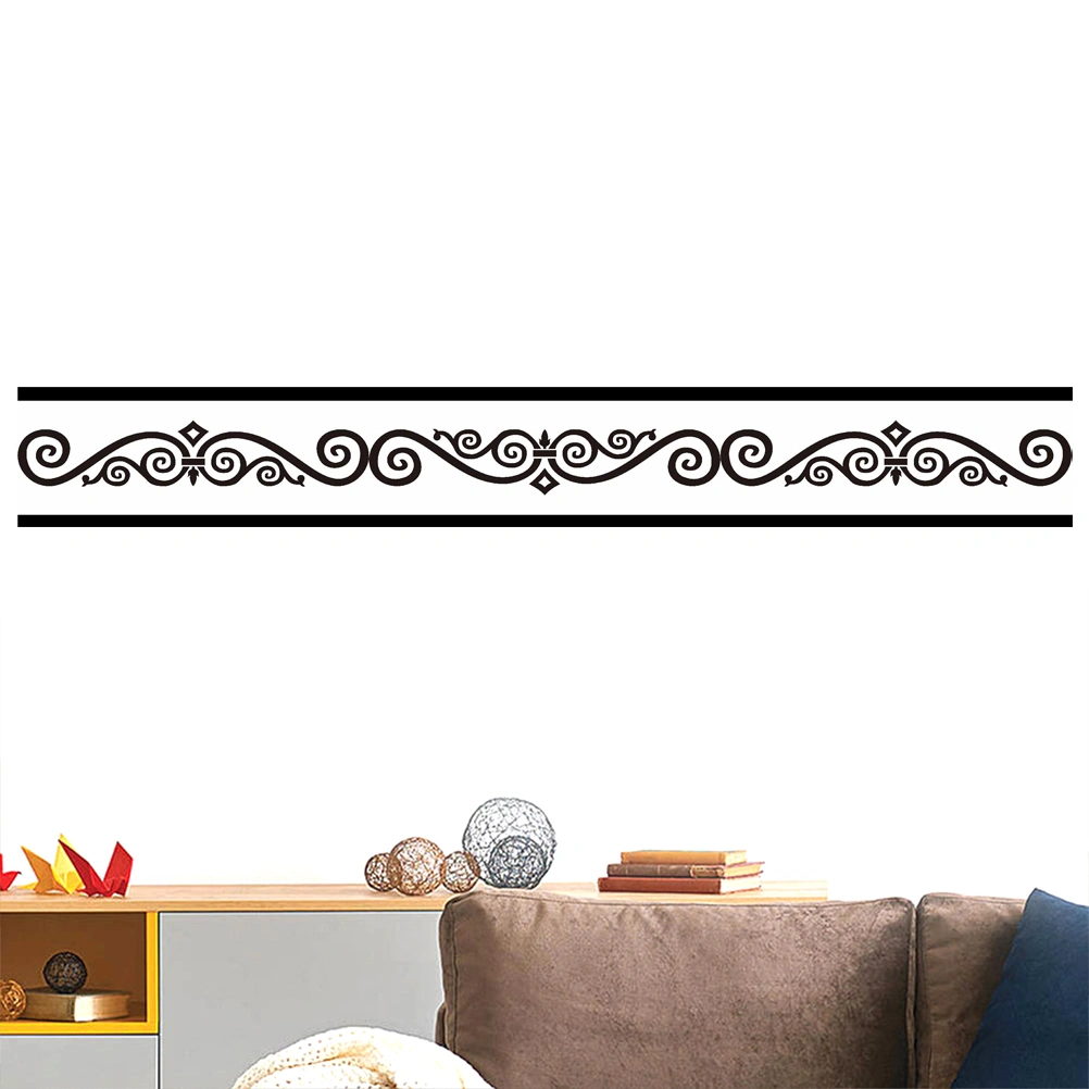 1PC Vintage Wallpaper Border Sticker Wall Simulation Tiles Waistline Border Decal Waterproof Self-Adhesive Wall Sticker for Bathroom Kitchen 