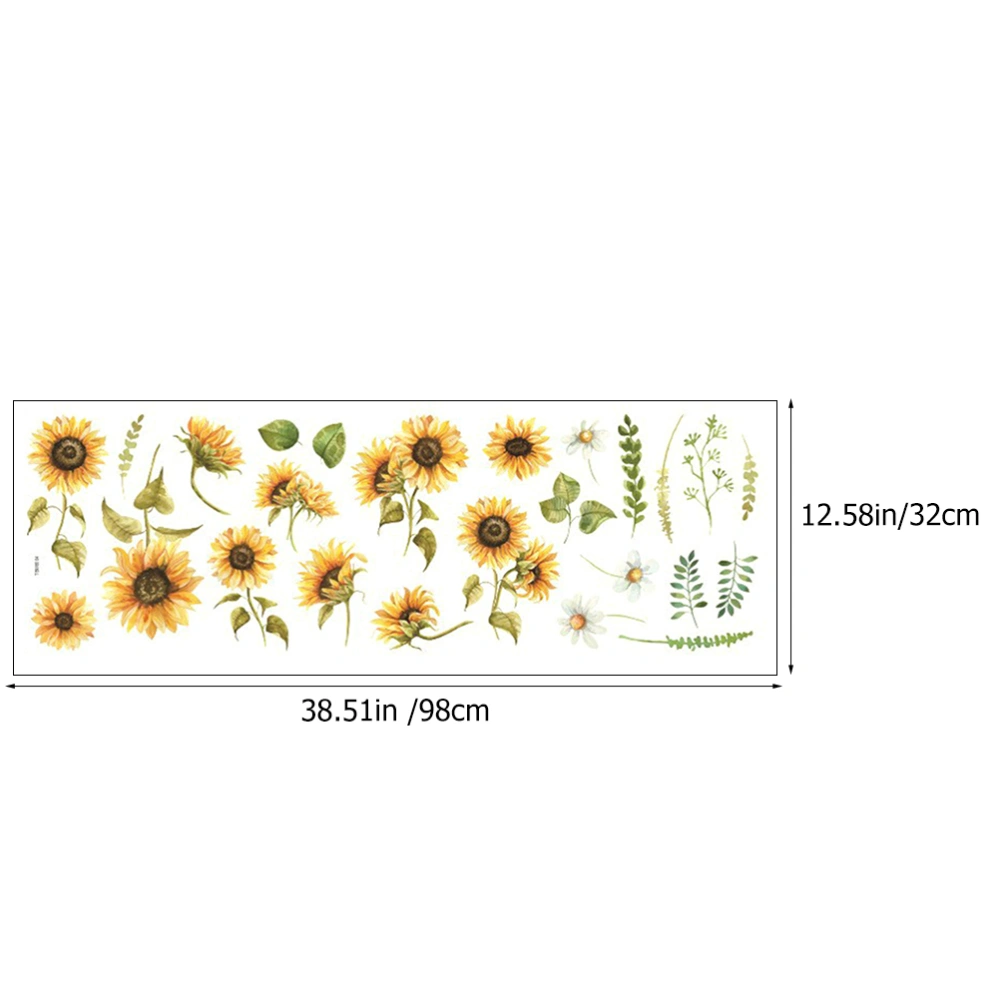 1 Sheet Sunflower Wall Sticker Self-adhesive Wall Decal Removable DIY Floral Wall Sticker