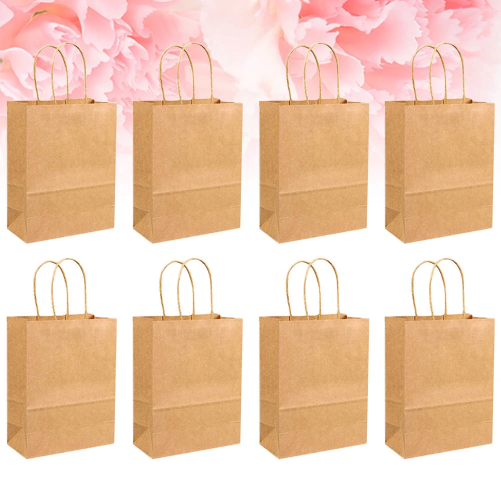 100PCS Kraft Paper Bag Reusable Paper Sack Storage Container Retail Bag Party Storage Pouch (Khaki)