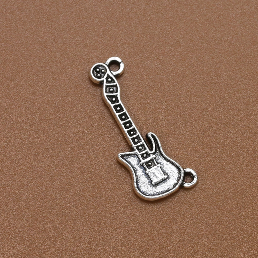 20PCS Alloy Exquisite Guitar Pendants Charms DIY Jewelry Making Accessory for Necklace Bracelet (Antique Silver)