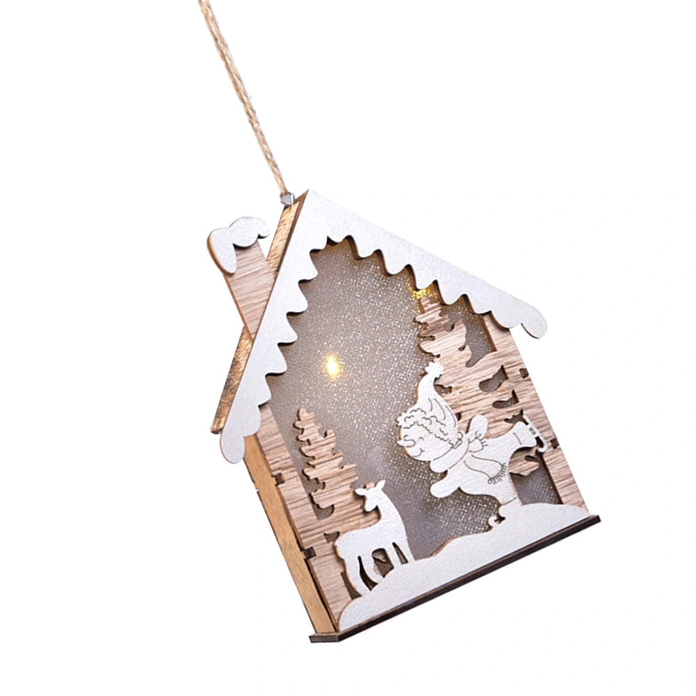 1Pc Wooden Luminous Pendant Christmas Staging Decor Festival Gift(Random Color)