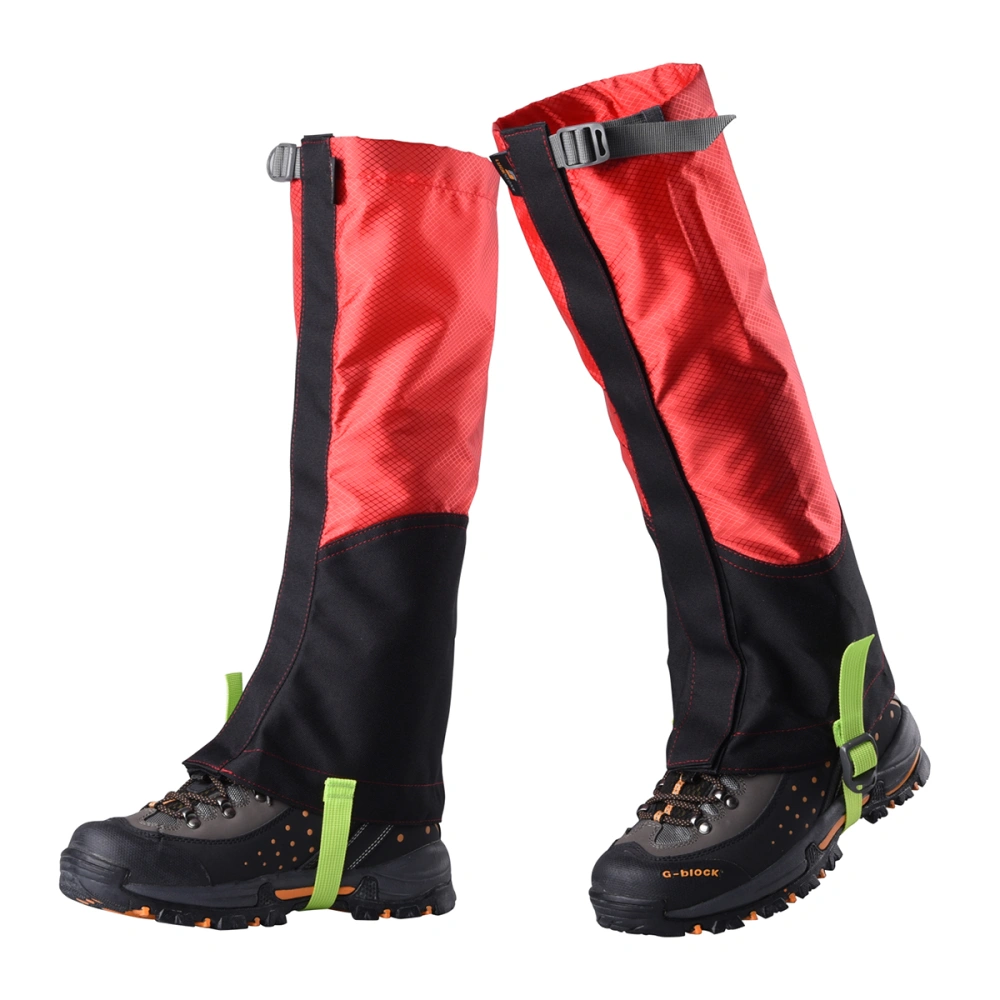 Unisex Mountain Hiking Boot Gaiters Breathable Waterproof High Leg Cover Keep Water and Debris Out Protect Against Rocks for Backpacking Hunting Climbing Outdoors - L (Black & Red)