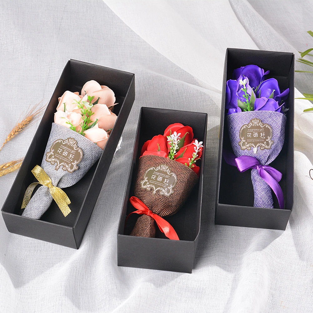 Flower Bouquet 5 Scented Soap Roses Gift Box Birthday Gift for for Valentine's Day / Mother's Day / Wedding / Christmas / Birthday (Pink)