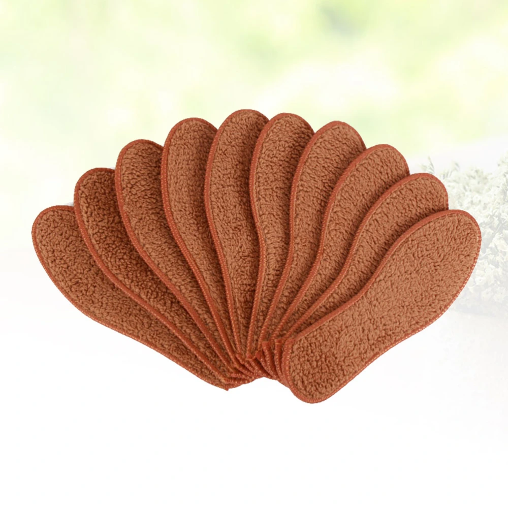 5 Pairs of Thickened Warm Insoles Imitation Alpaca Wool Shoe Inserts Warm Absorbant Deodorization Shoe Pads for Winter Size 44 (Brown)