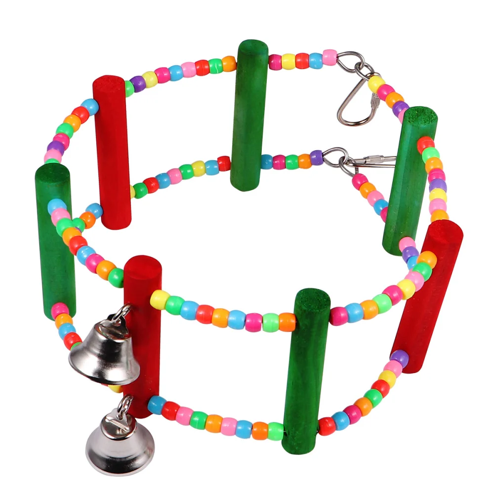 Colorful Pet Parrot Chewing Toy Ferris Wheel Shape Hanging Swing Toys for Birds