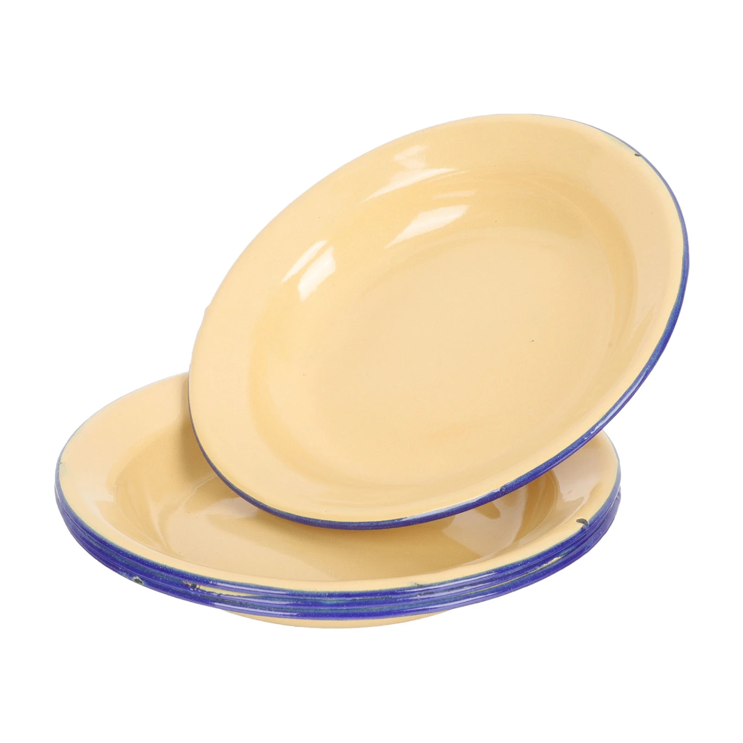 4Pcs Enamel Fruit Shallow Plate Pastry Entertaining Tray Household Enamelware