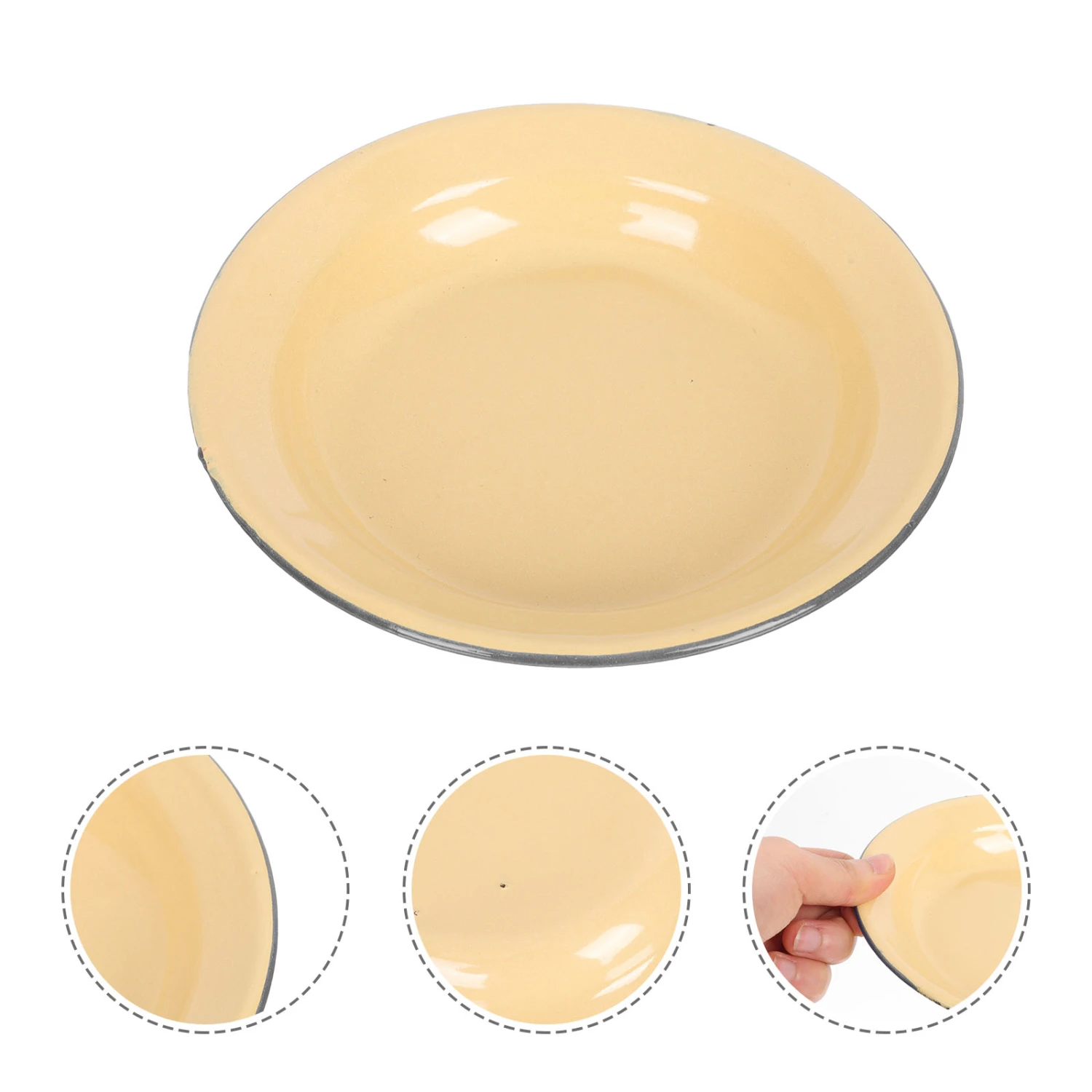 4Pcs Enamel Fruit Shallow Plate Pastry Entertaining Tray Household Enamelware