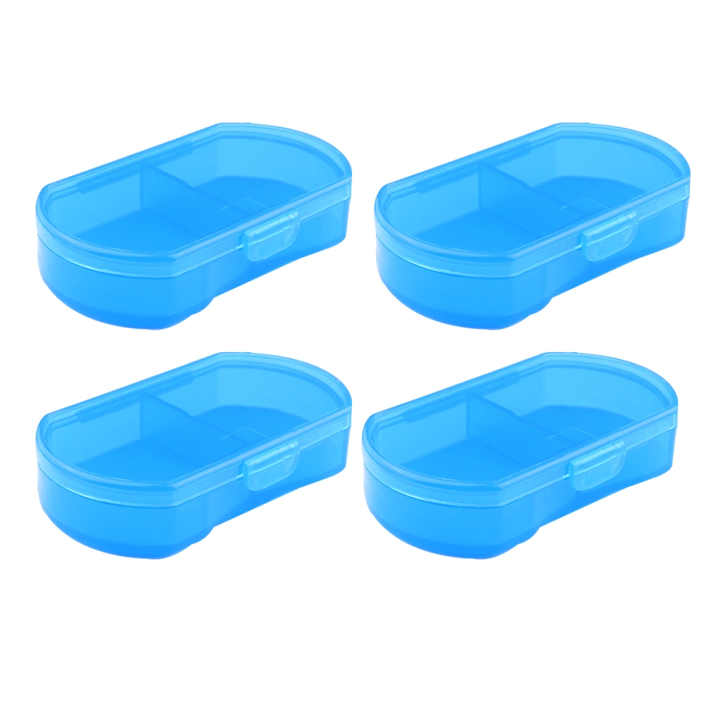 4 Pcs Portable Pill Case 2-Grids Plastic Pill Box Simple Medicine Box (Blue)