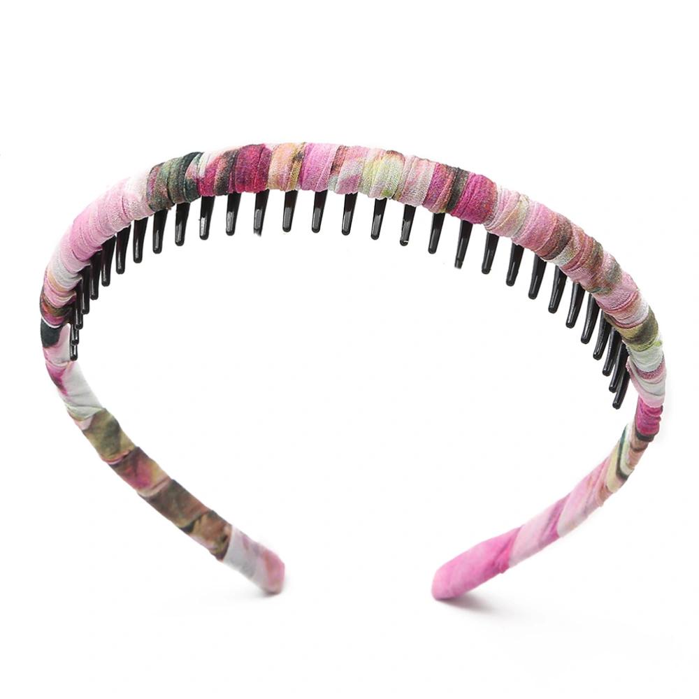 5pcs Cloth Art Hair with Toothed Fashionable Colorful Hair Hoops Headwear Hair Accessories for Women Girls (Random Color)