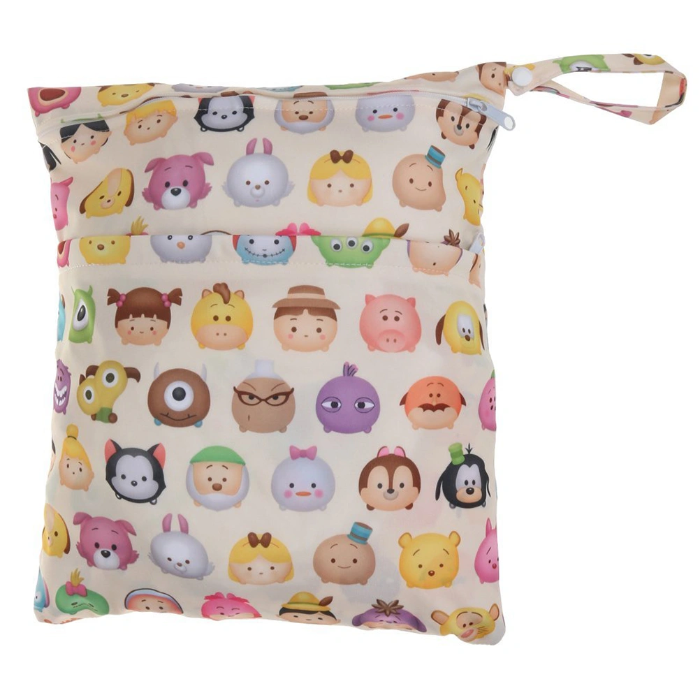 Infant Diaper Bag Waterproof Nappy Bag Resuable Wet Dry Baby Diaper Pouch with Dual Zipper Rainbow (Cartoon Pattern)