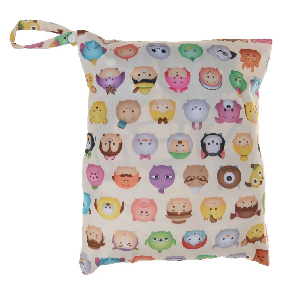 Infant Diaper Bag Waterproof Nappy Bag Resuable Wet Dry Baby Diaper Pouch with Dual Zipper Rainbow (Cartoon Pattern)