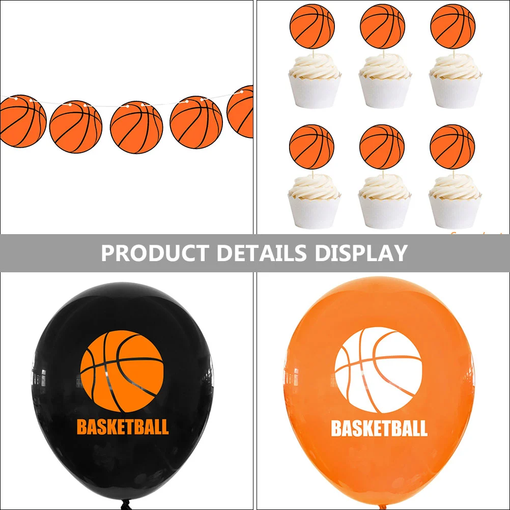 33pcs Basketball Themed Balloons Birthday Party Decorative Supply Assorted Color