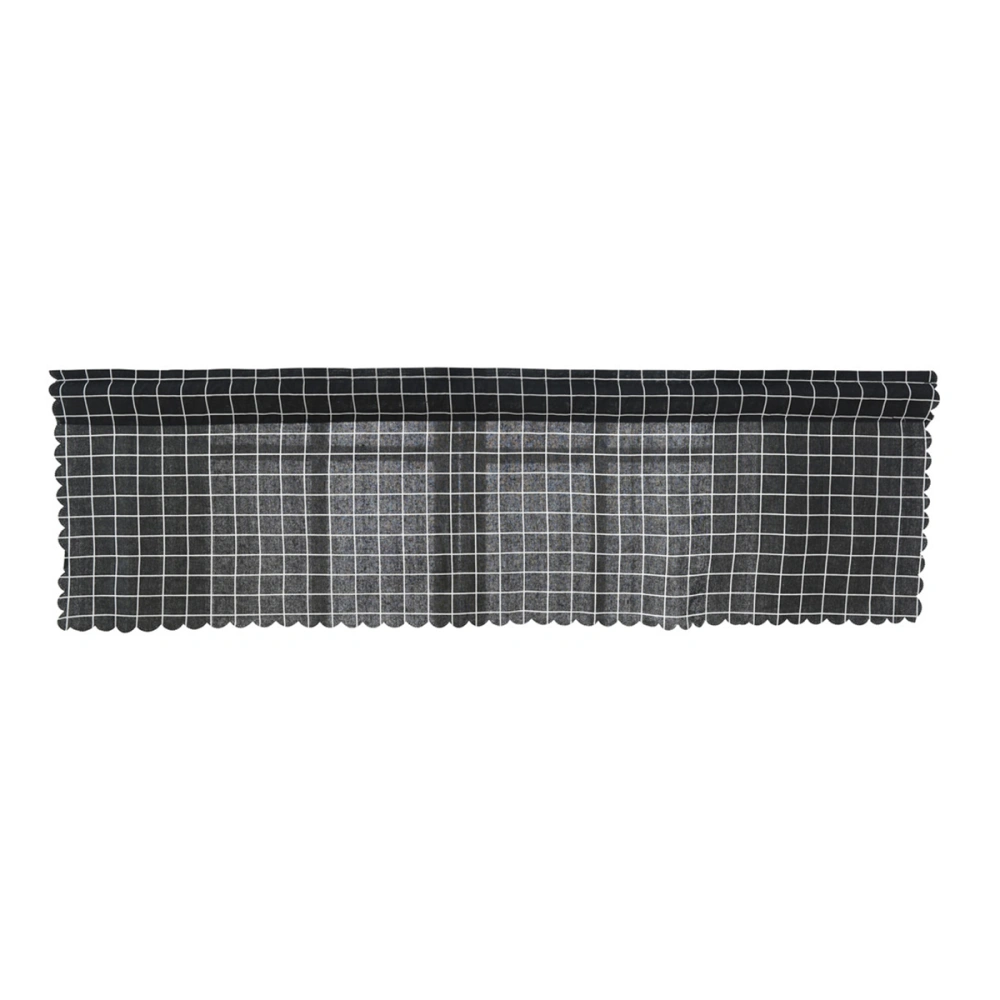 Decorative Sun Proof Shade Screen Purdah Short Curtain for Kitchen Balcony Home 145x45cm (Black Grid)