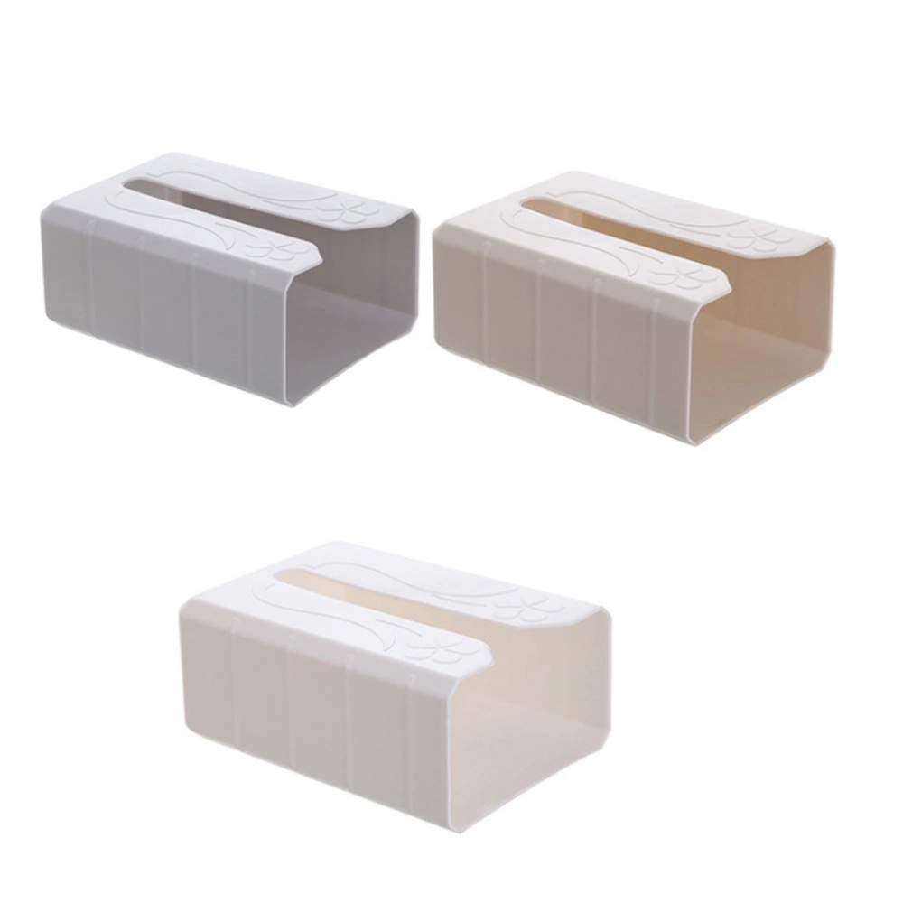 Kitchen Paper Towel Holder Tissue Box No Drilling Adhesive Tissue Storage Box Container (White)